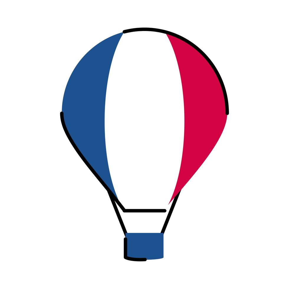 Francia línea de globo de aire caliente y diseño de vector de icono de estilo de relleno