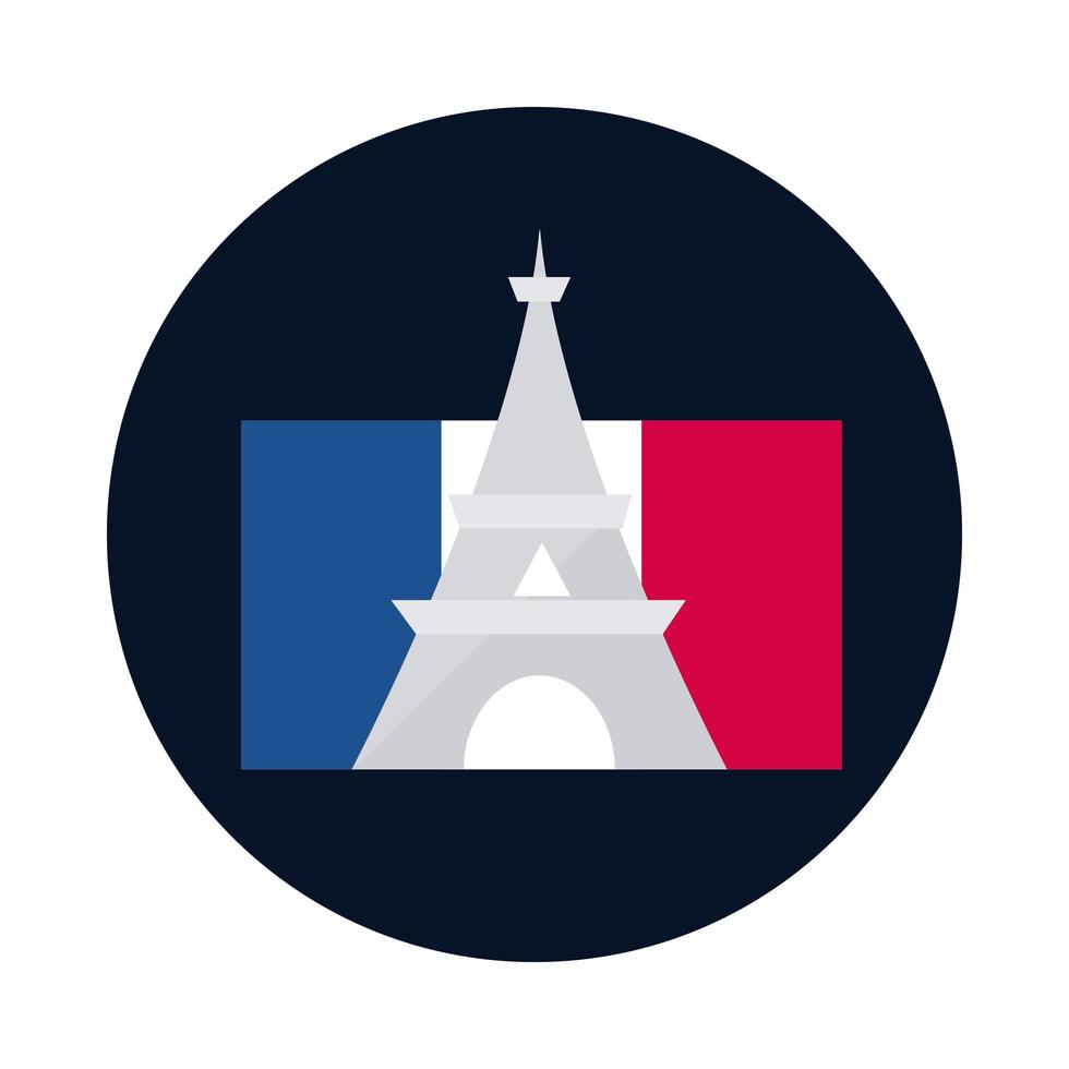 France eiffel tower block and flat style icon vector design