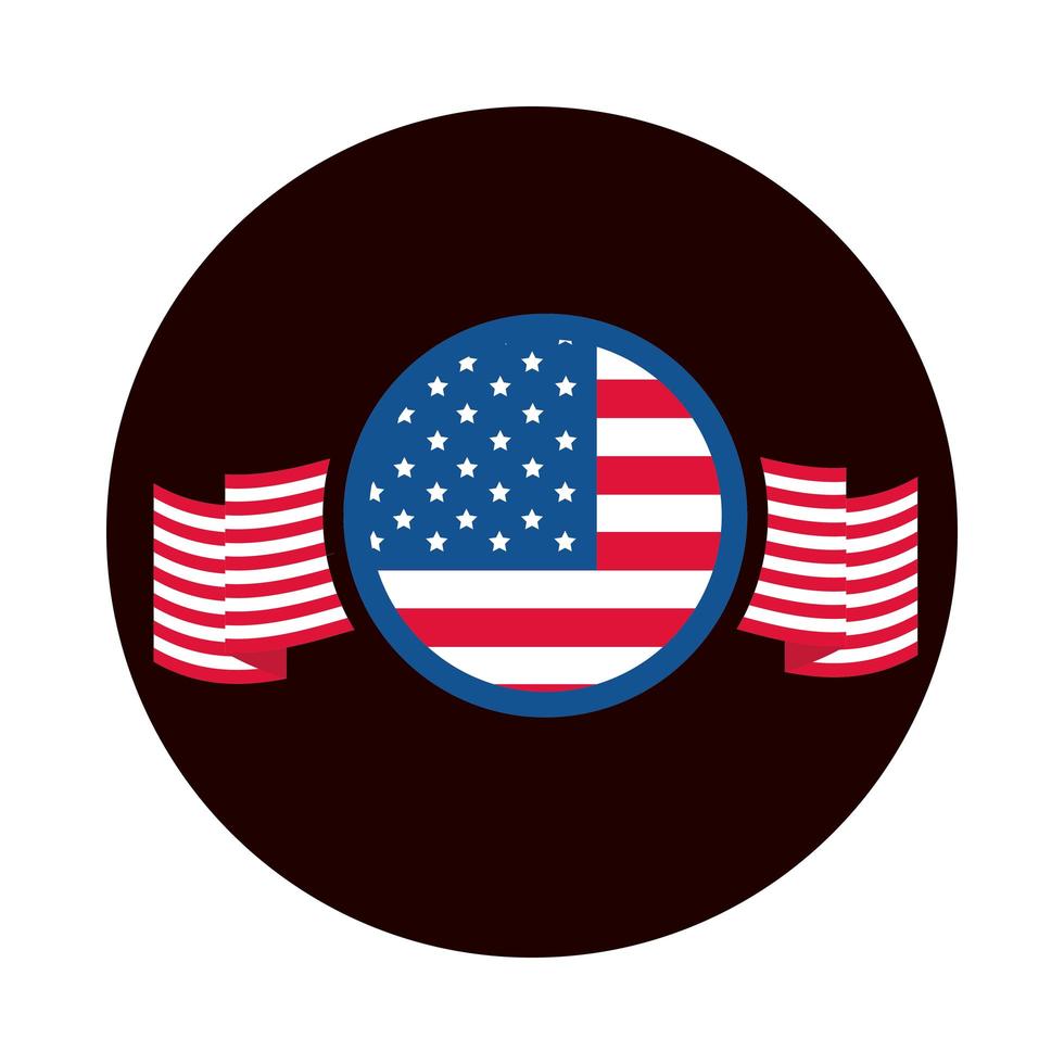 4th of july independence day american flag memorial celebration block and flat style icon vector