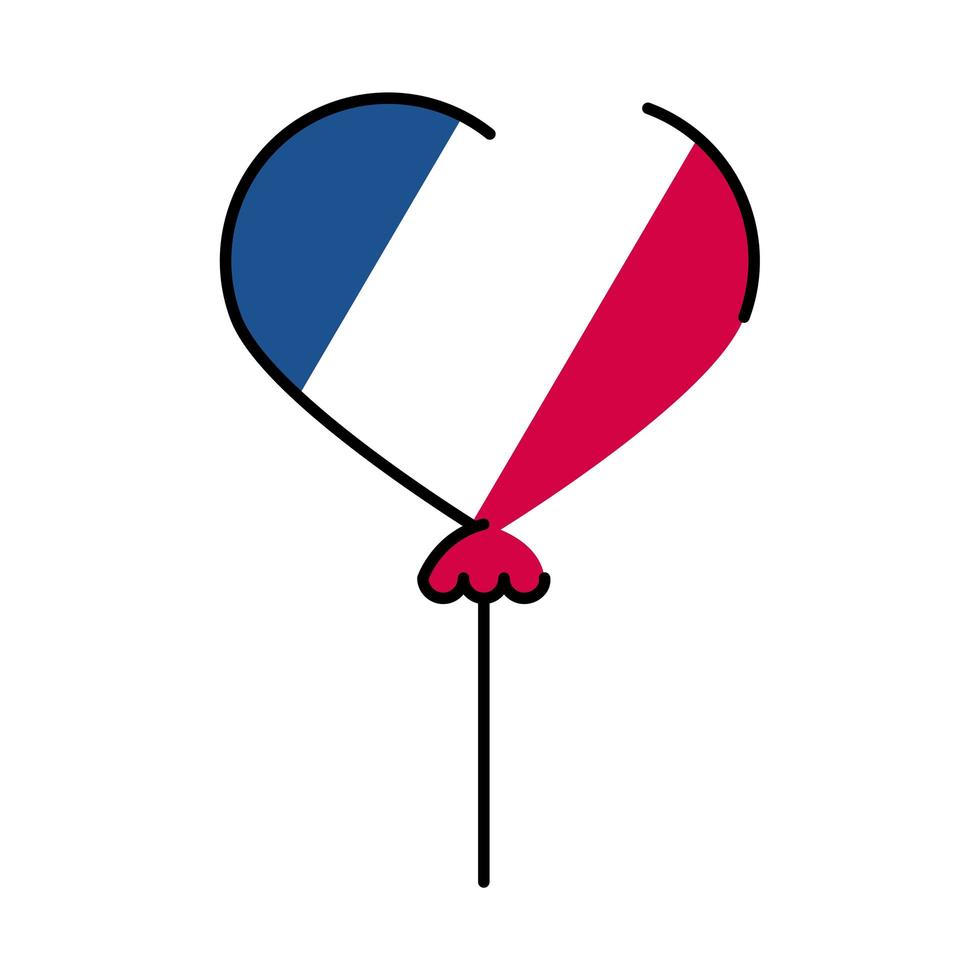 Francia corazón globo línea y relleno estilo icono diseño vectorial vector