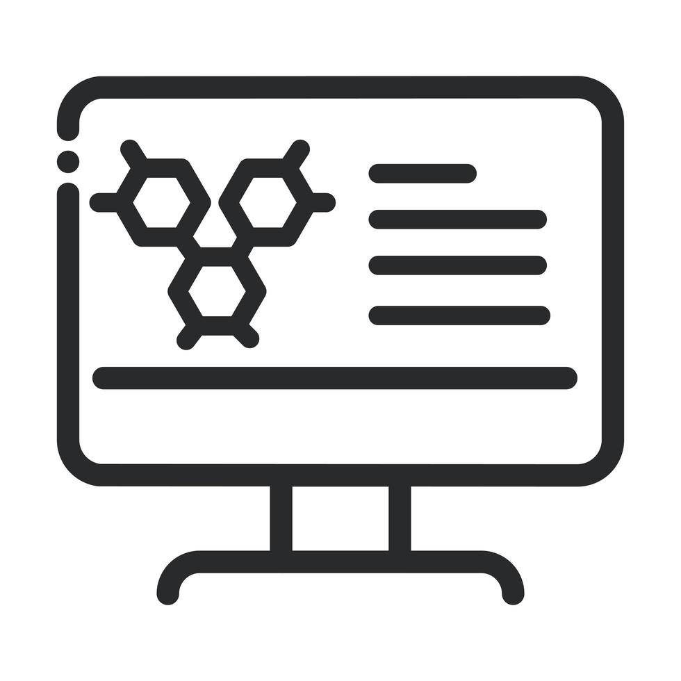 tecnología informática molécula laboratorio ciencia e investigación icono de estilo de línea vector