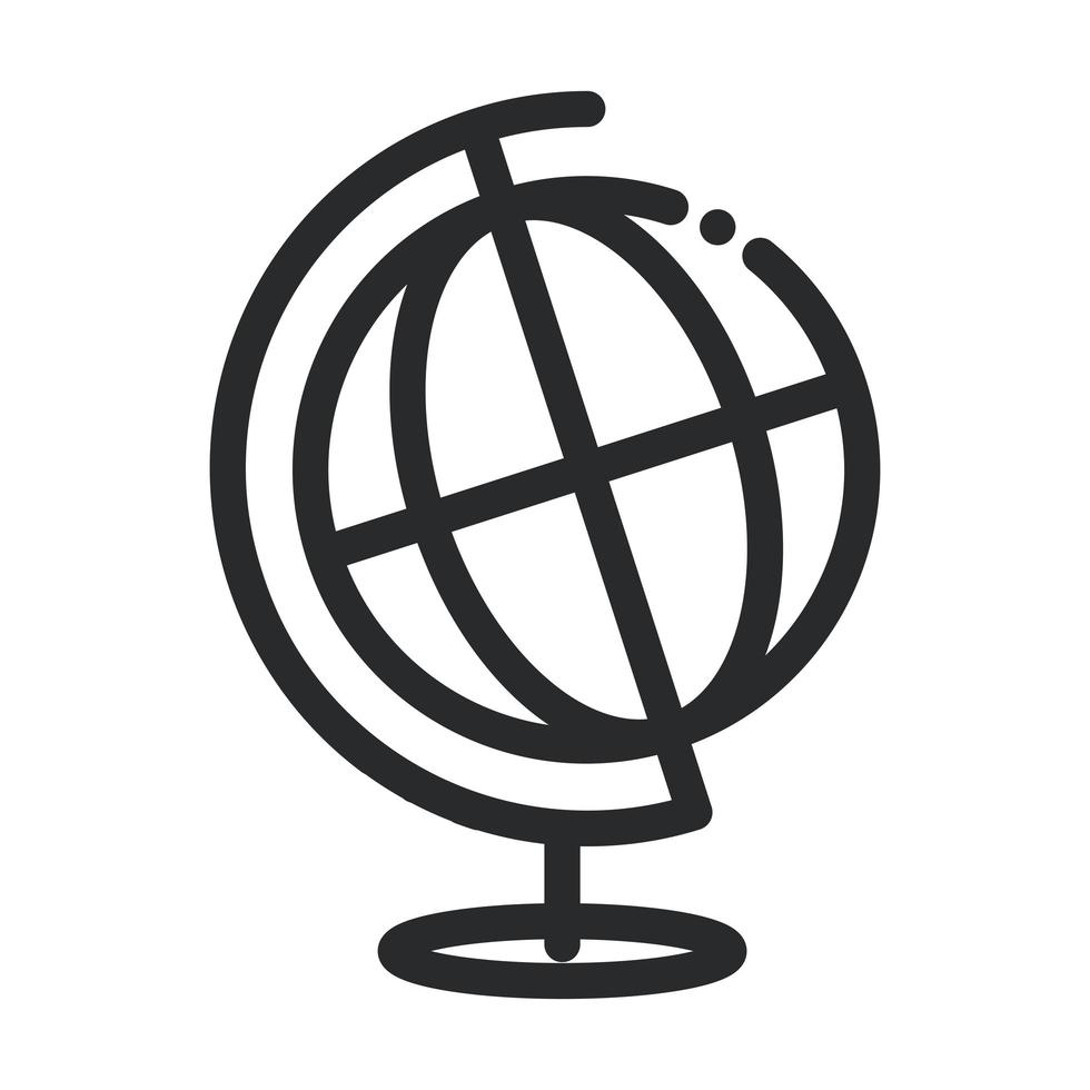 school globe map science and research line style icon vector