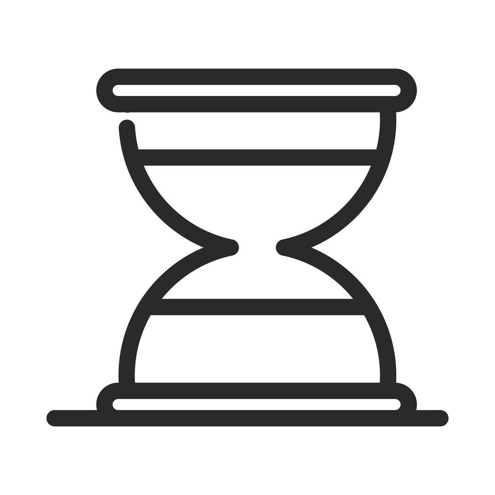 icono de estilo de línea de investigación y ciencia de laboratorio de tiempo de reloj de arena vector