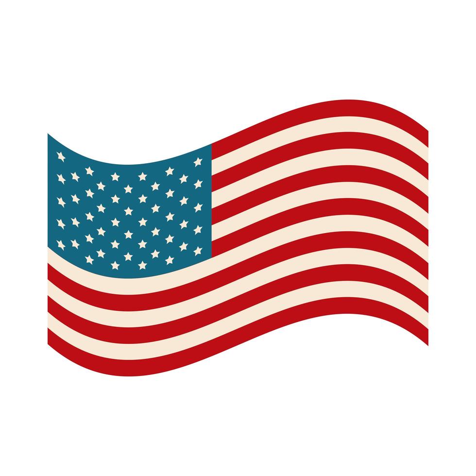 happy independence day waving american flag national symbol flat style icon vector