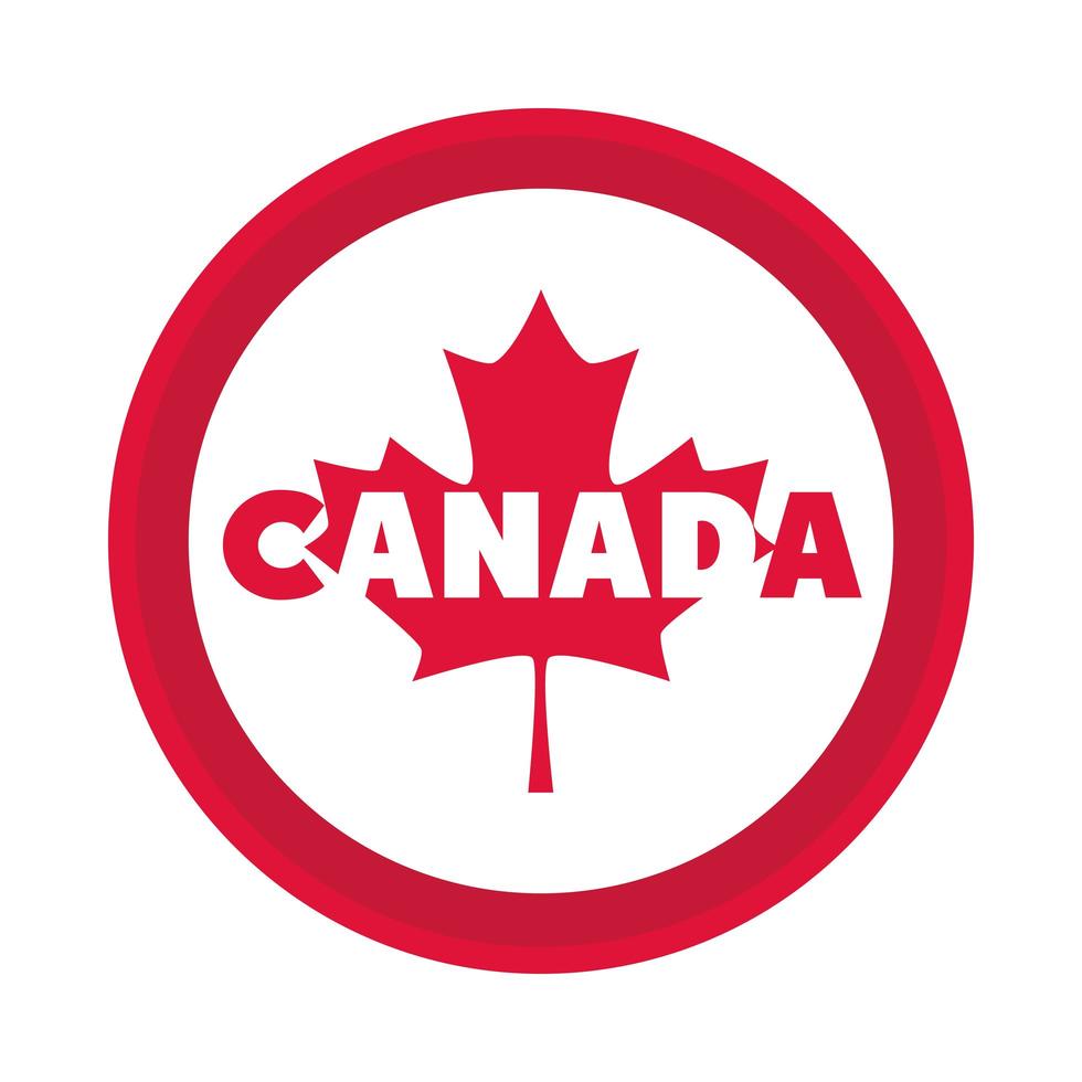 canada day inscription maple leaf badge ornament flat style icon vector