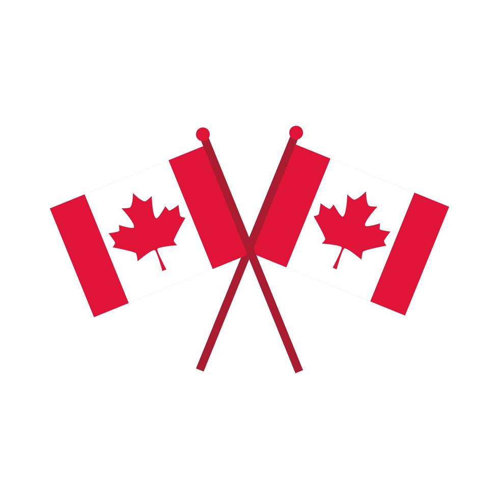 canada day crossed canadian flags independence national flat style icon vector