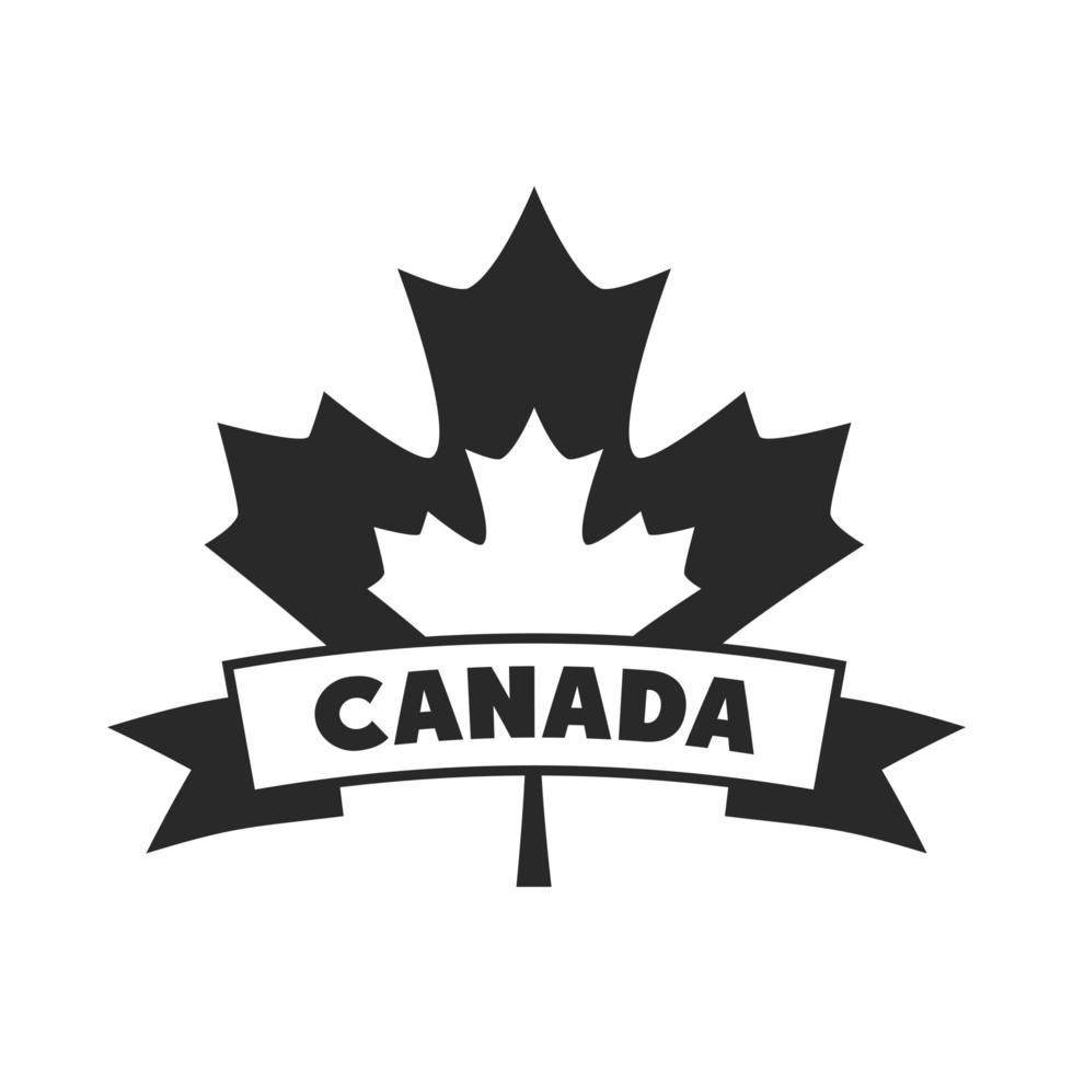 día de canadá hoja de arce libertad patriotismo banner silueta estilo icono vector