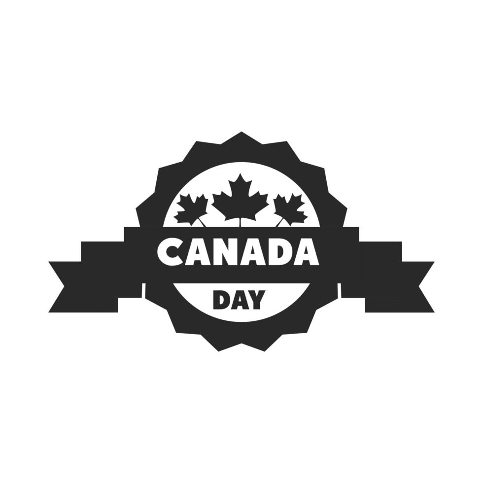 canada day maple leaves celebration label decoration silhouette style icon vector