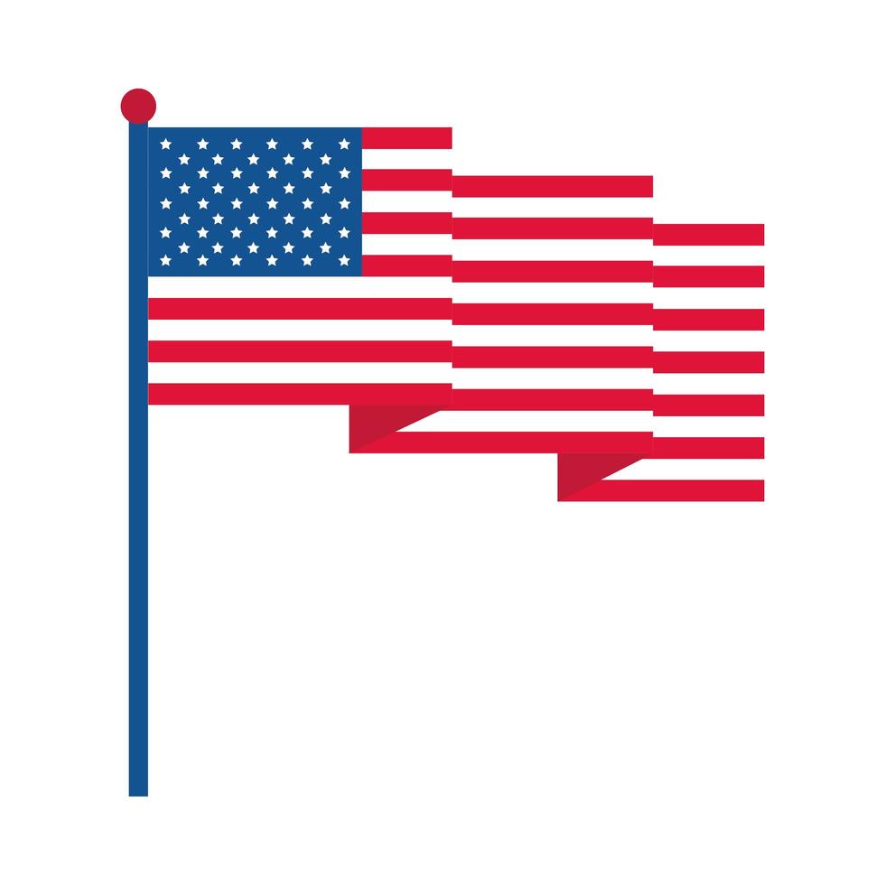 4th of july independence day waving american flag patriotism national flat style icon vector