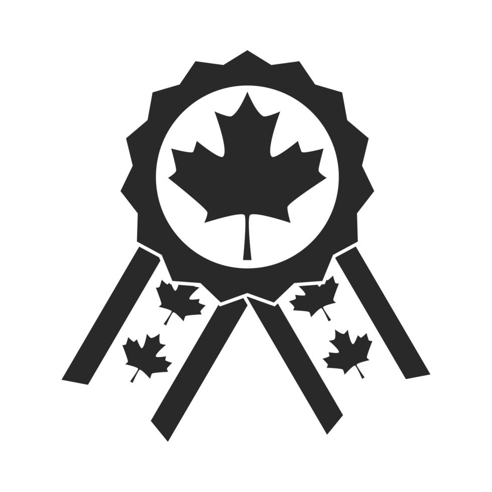 canada day medal maple leaf decoration ornament silhouette style icon vector