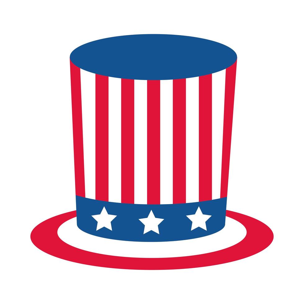 4th of july independence day top hat with american flag flat style icon vector