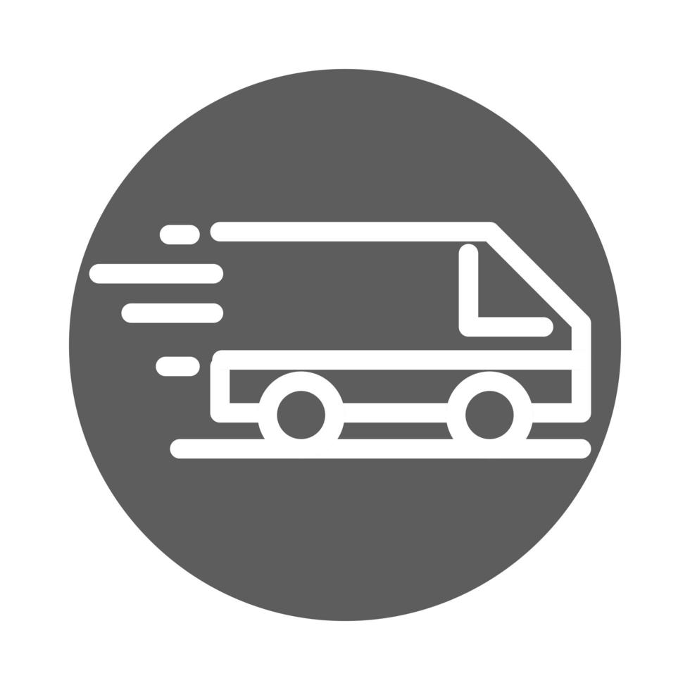 entrega servicio de carga logístico icono de estilo de bloque de camión comercial rápido vector