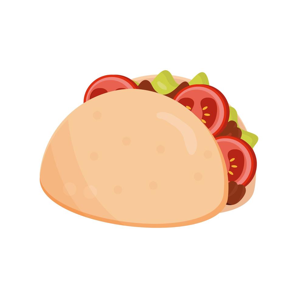 icono de estilo plano de comida rápida de menú de tacos mexicanos vector