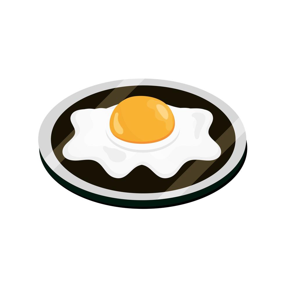 huevo frito desayuno nutrición comida icono de estilo plano vector