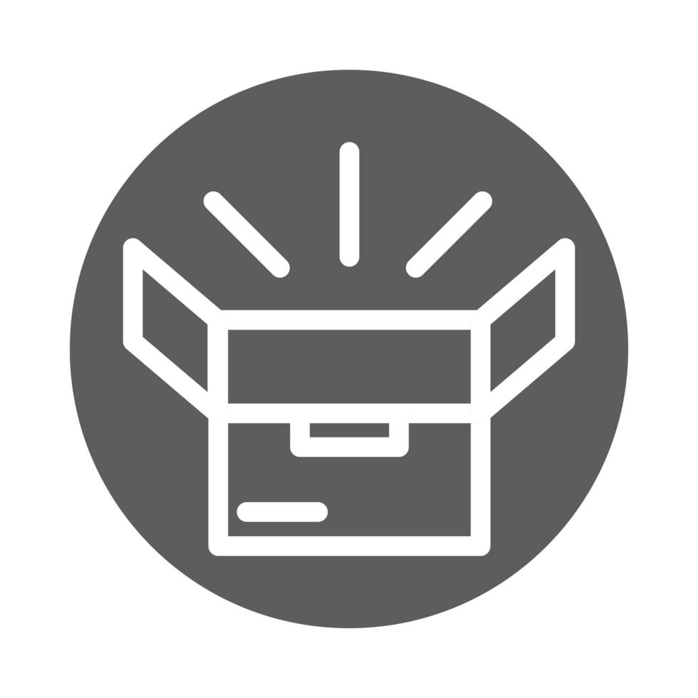 caja de cartón abierta entrega servicio de carga icono de estilo de bloque logístico vector