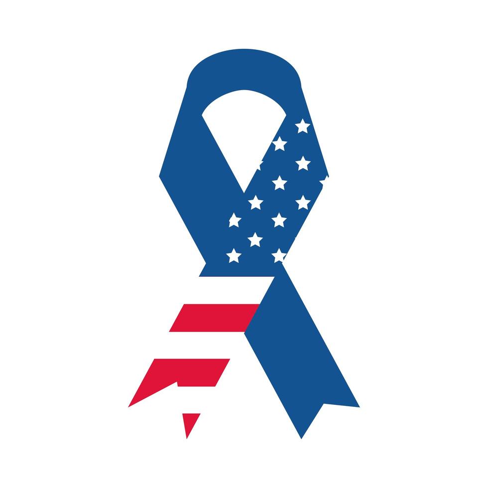 4th of july independence day ribbon american flag flat style icon vector