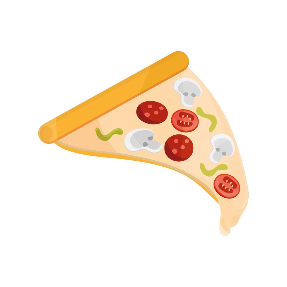 pizza with pepperoni fast food flat style icon vector