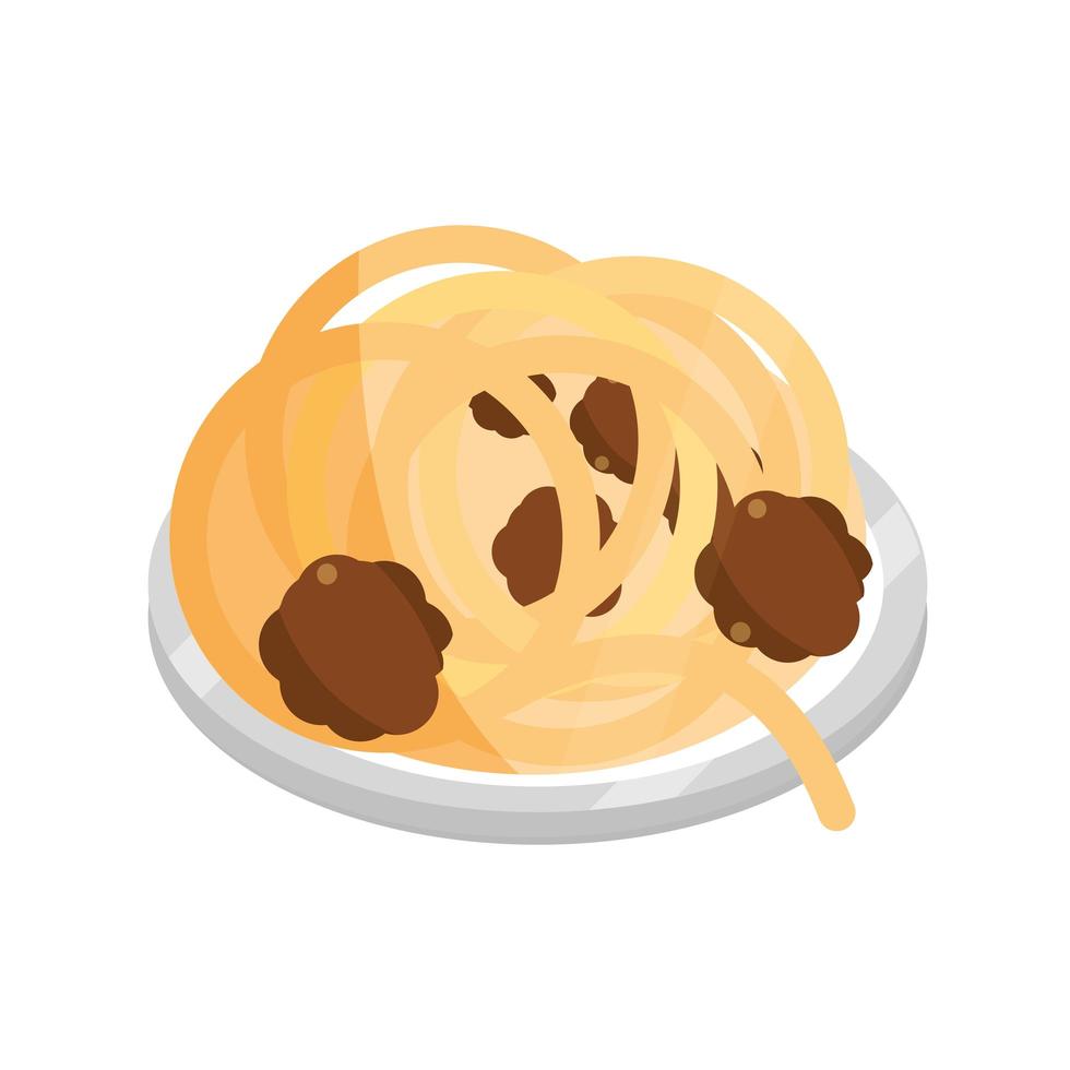 spaghetti with meatballs diet menu food flat style icon vector