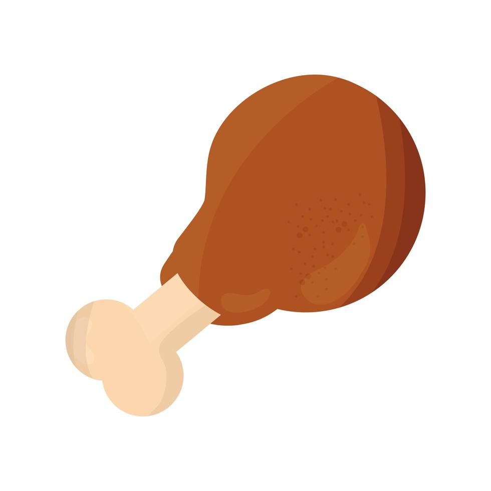 roasted chicken leg fast food flat style icon vector