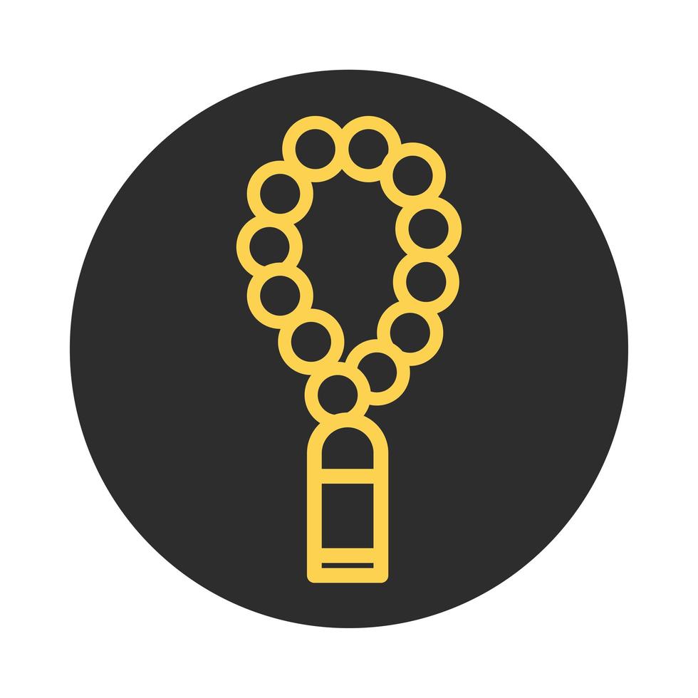 arabic rosary ramadan islamic celebration block and line icon vector