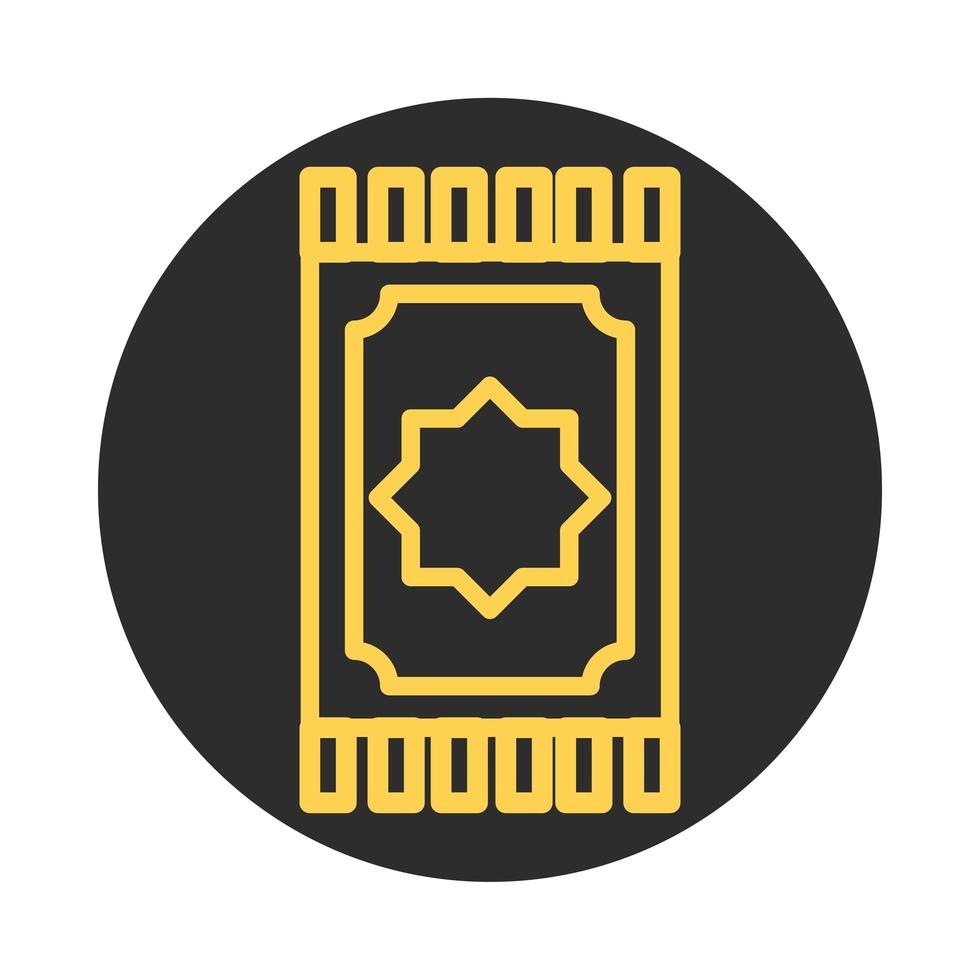 traditional carpet culture eid mubarak islamic religious celebration block and line icon vector