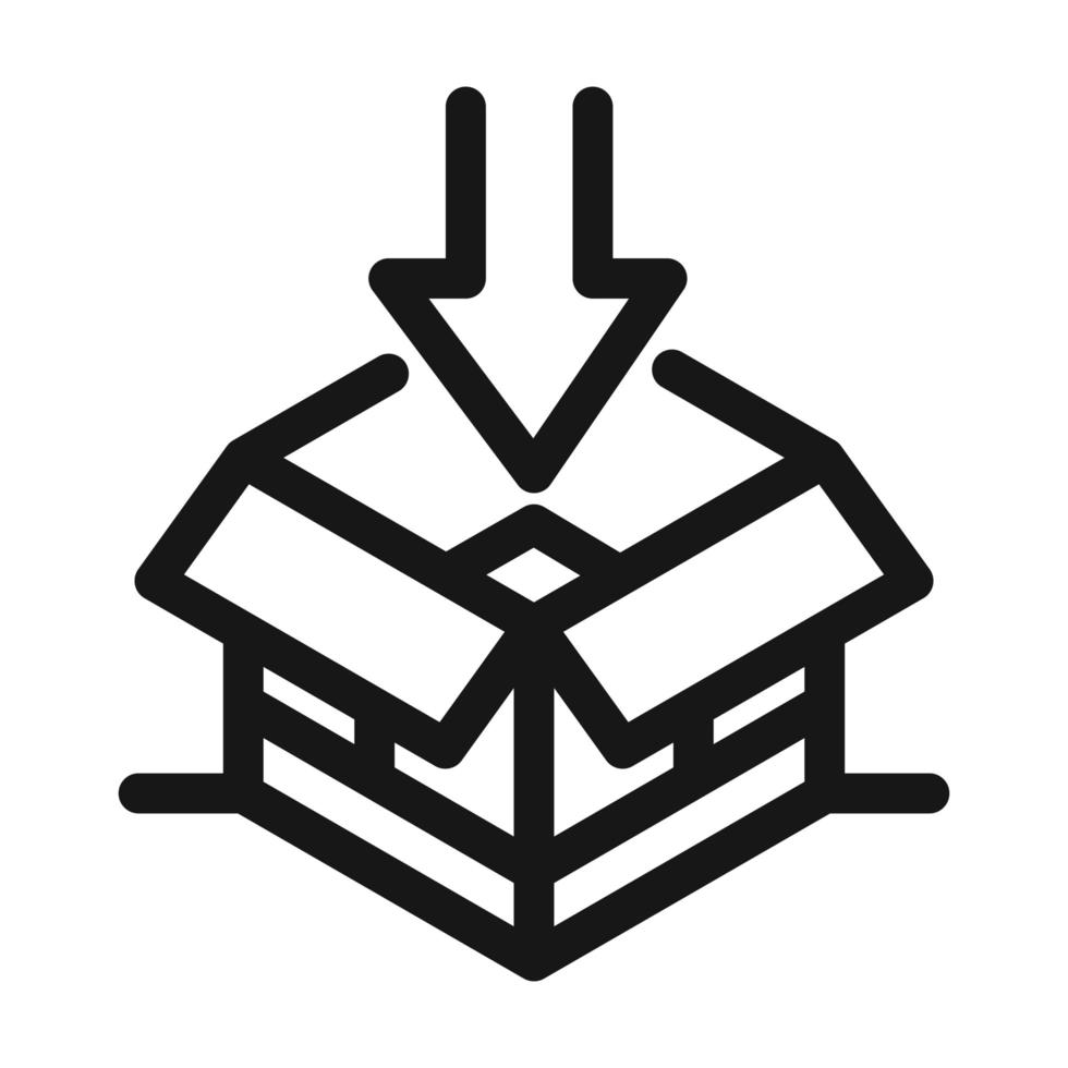 delivery cargo service logistic cardboard box ordering online line style icon vector