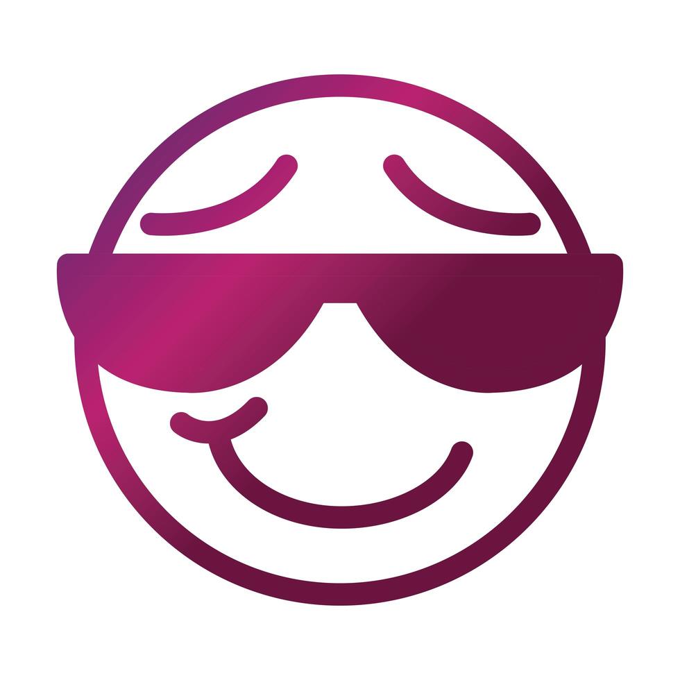 sunglasses funny smiley emoticon face expression gradient style icon vector