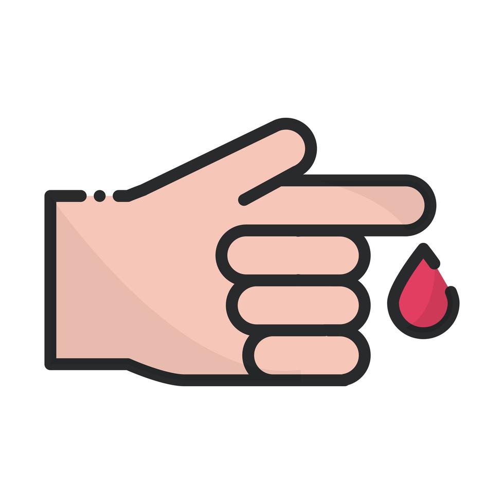 hand blood drop donation health care medical line and fill icon vector