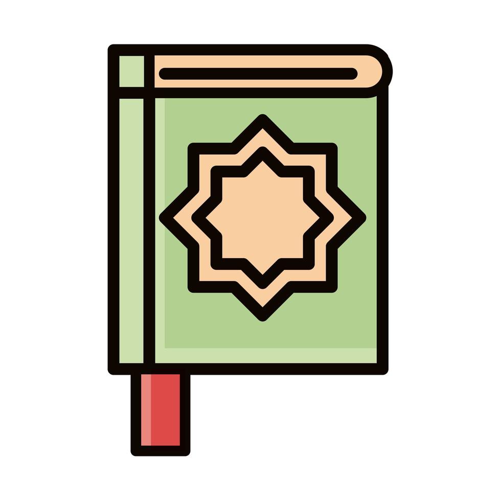 koran book sacred eid mubarak islamic religious celebration line and fill icon vector