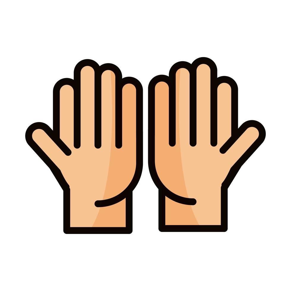 open hands gesture palm traditional line and fill icon vector