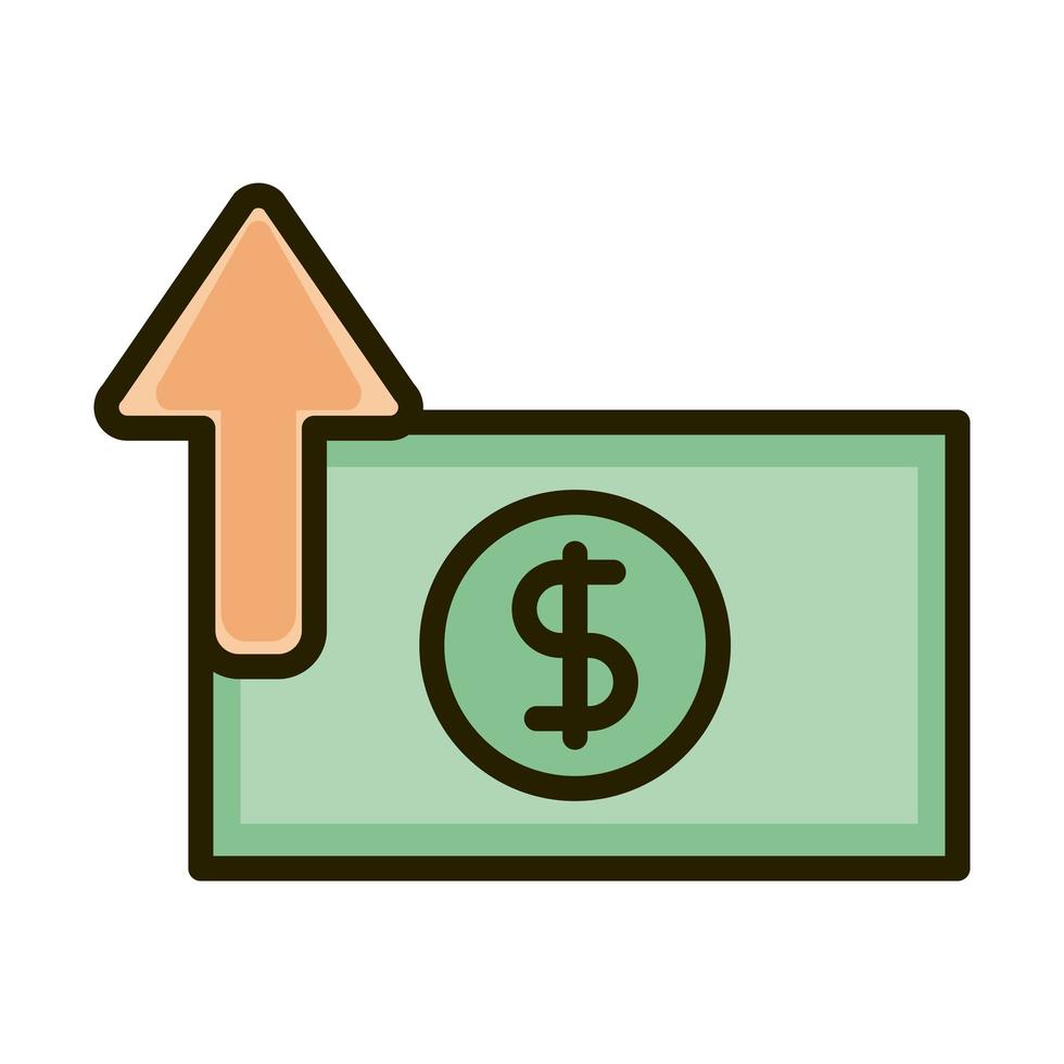 banknote money currency business financial investing line and fill icon vector