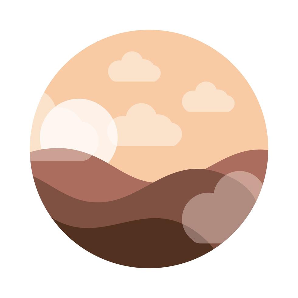 paisaje naturaleza sol dunas de arena cielo icono de estilo plano vector