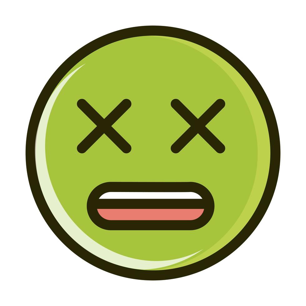 dizzy face funny smiley emoticon expression line and fill icon vector