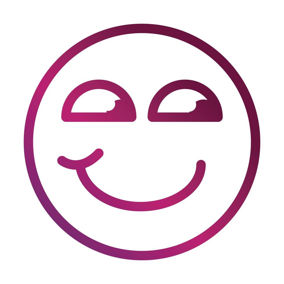 icono de estilo degradado de expresión de cara de emoticon sonriente divertido curioso vector