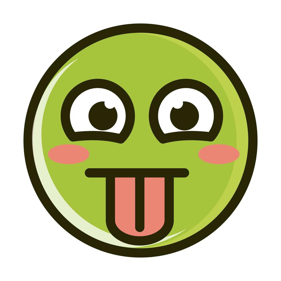 lengua sacada divertido smiley emoticon cara expresión línea e icono de relleno vector