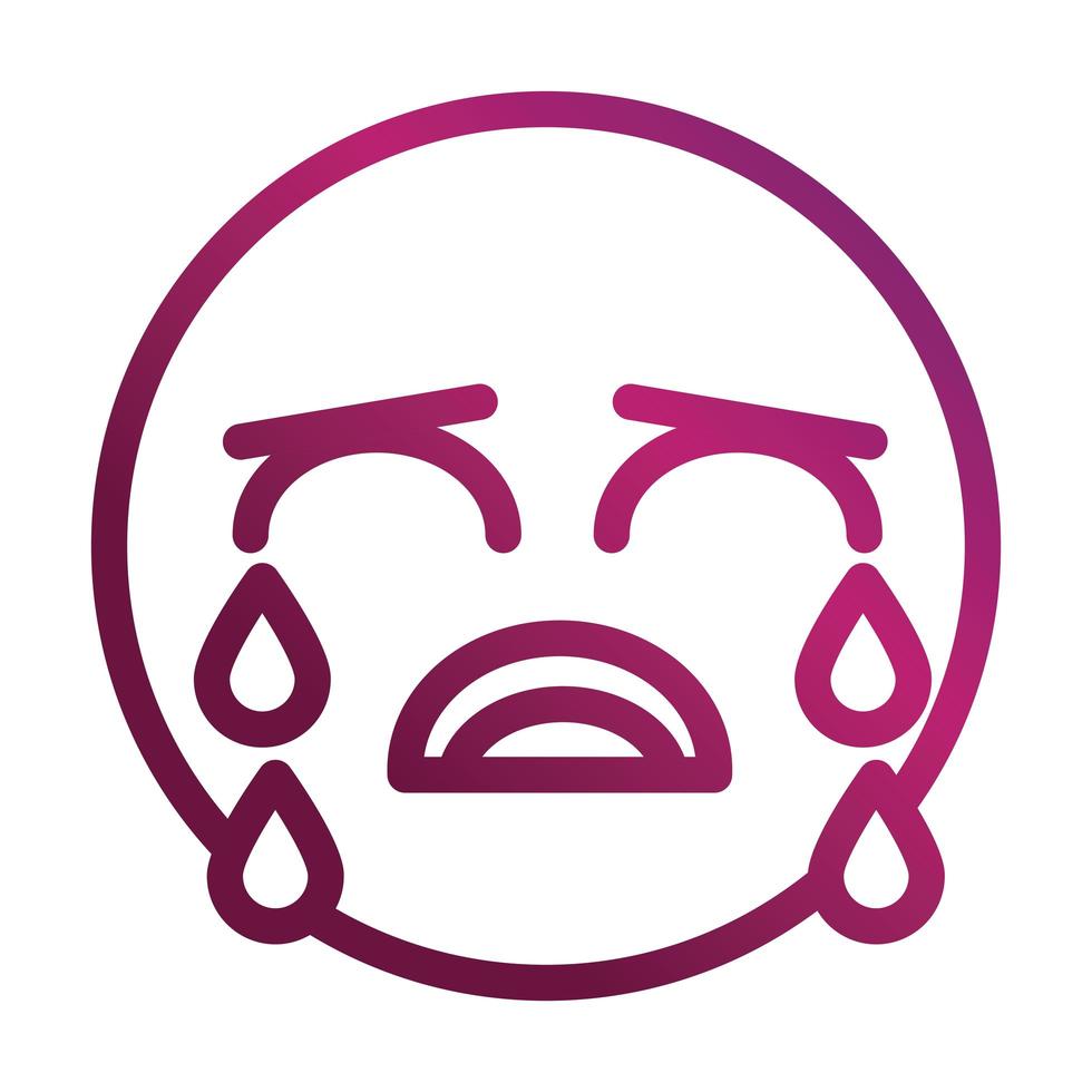 crying funny smiley emoticon face expression gradient style icon vector