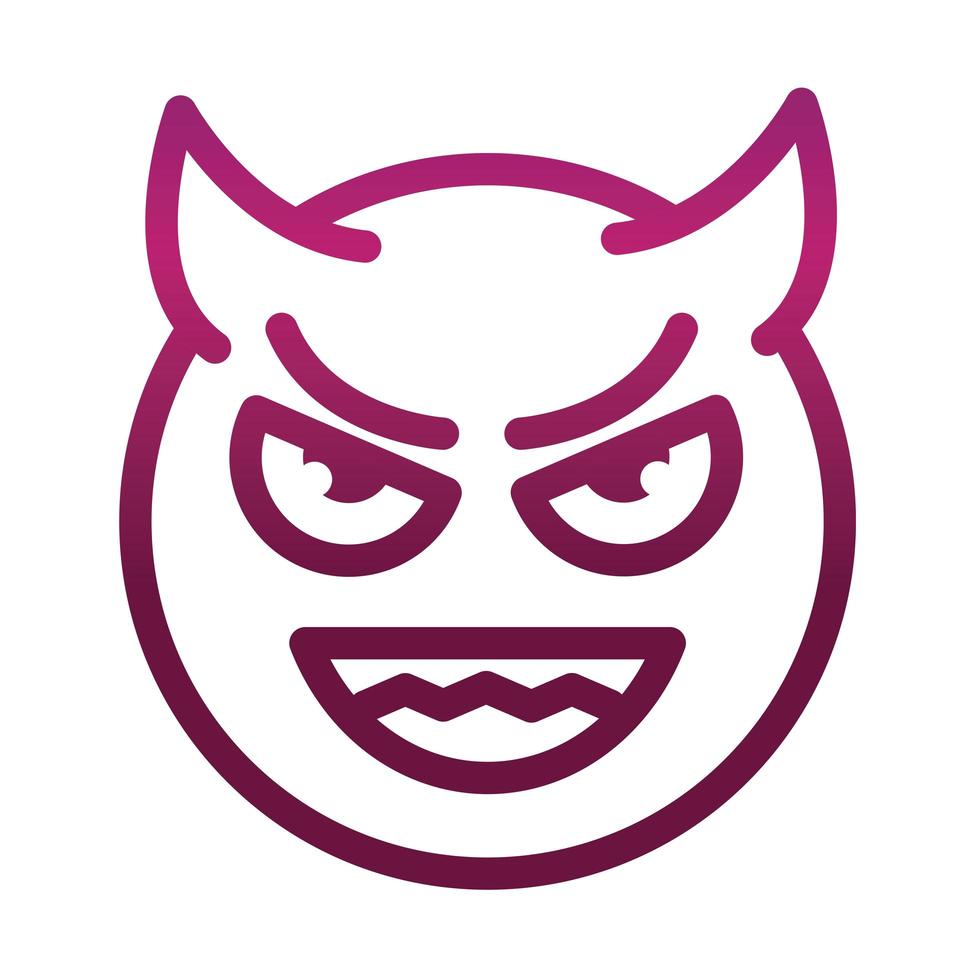 imp gracioso smiley emoticon expresión de la cara icono de estilo degradado vector