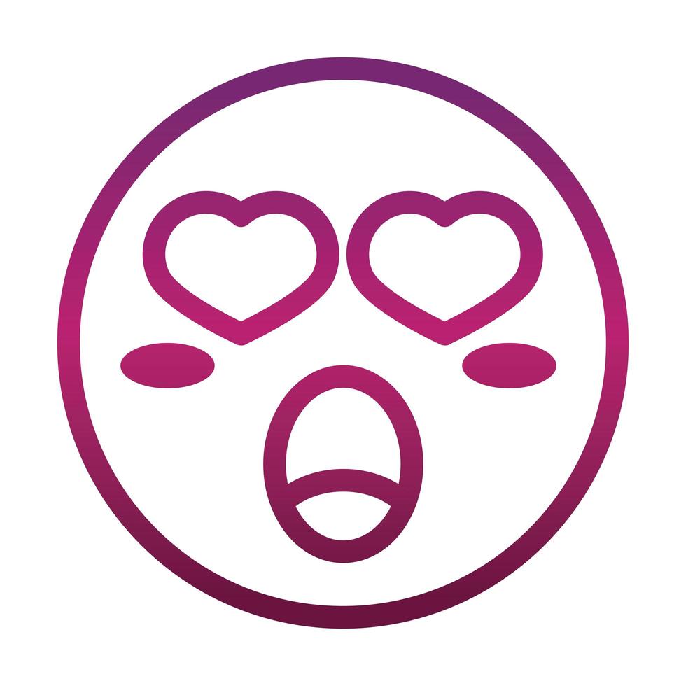 amor divertido smiley emoticon cara expresión gradiente estilo icono vector