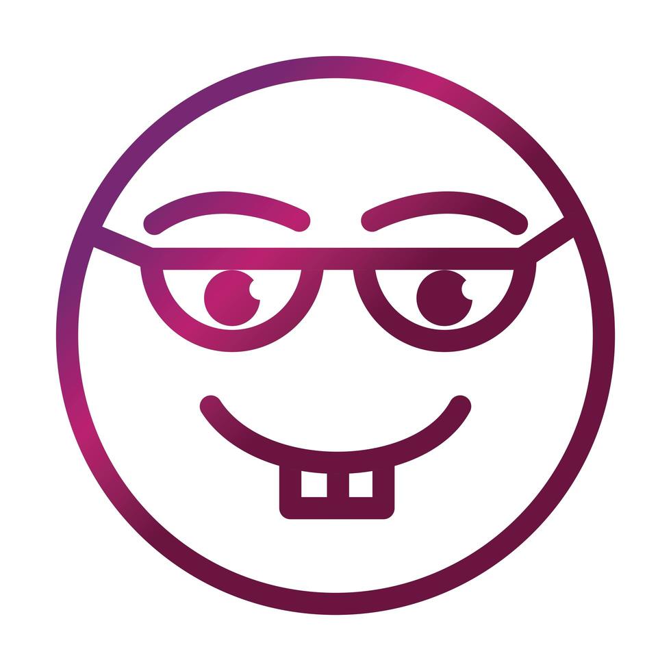 nerd divertido smiley emoticon cara expresión gradiente estilo icono vector