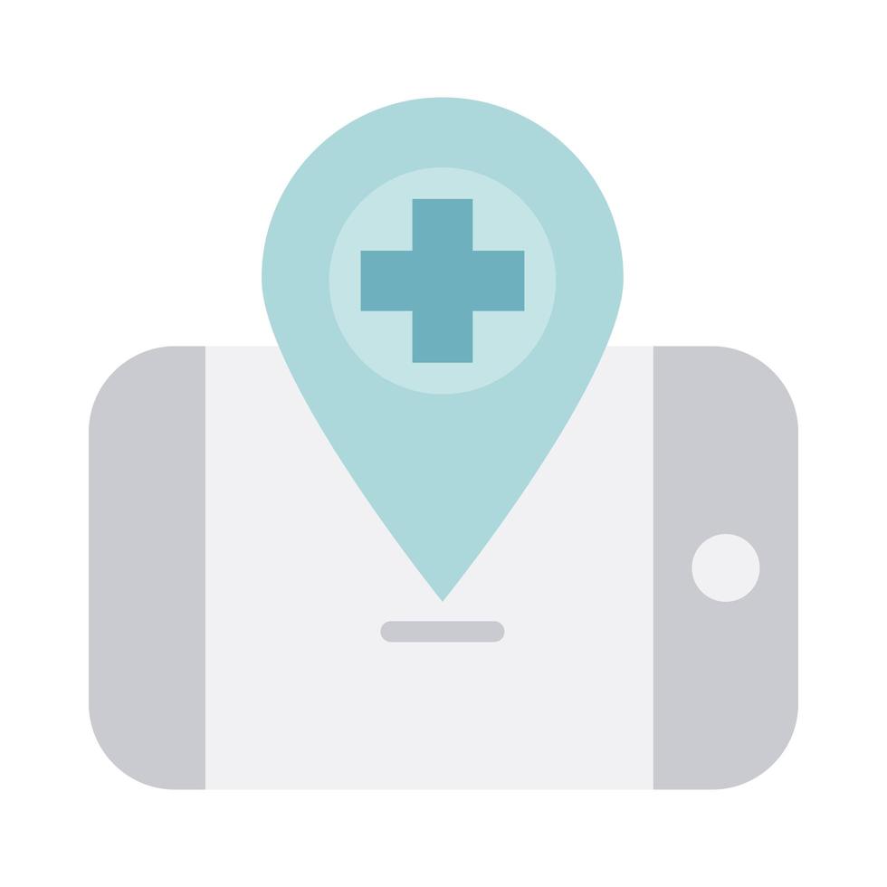 smartphone location pointer app health care medical flat style icon vector