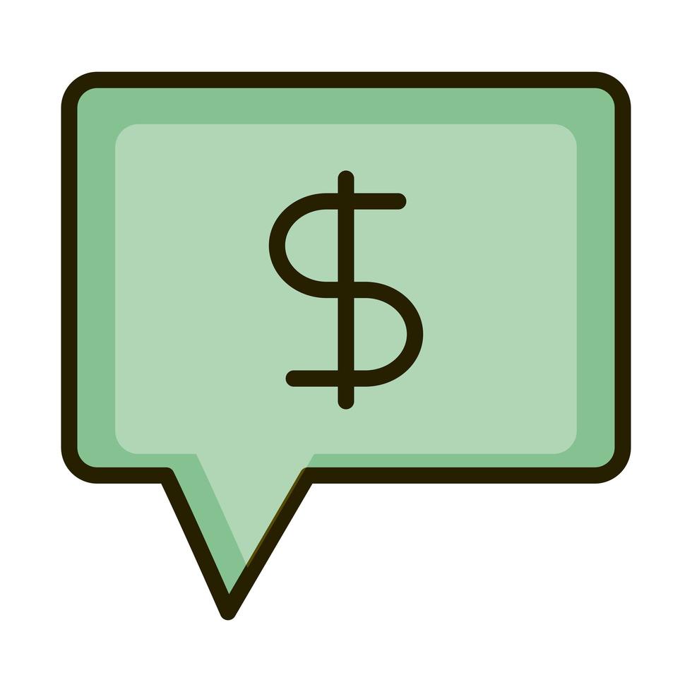 icono de relleno y línea de inversión financiera empresarial de mensaje de dinero vector