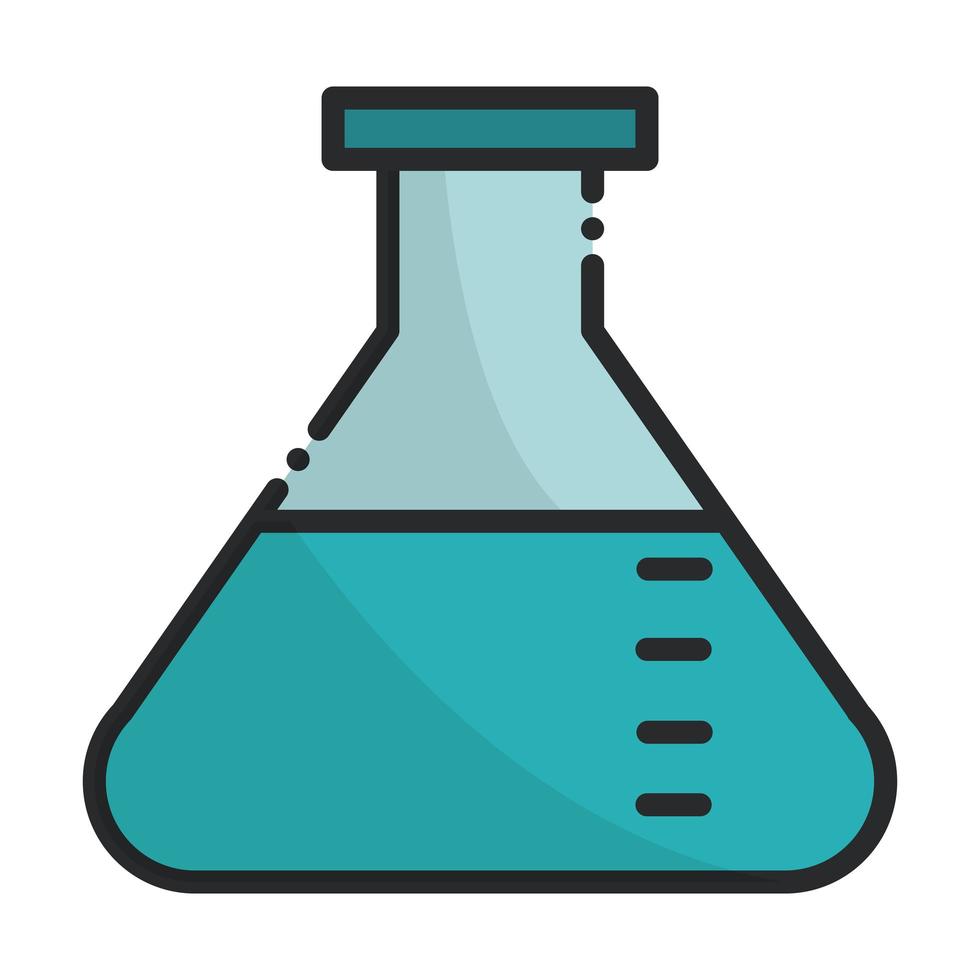 Vaso de precipitados de química Equipo de atención médica de laboratorio Línea médica e icono de relleno vector