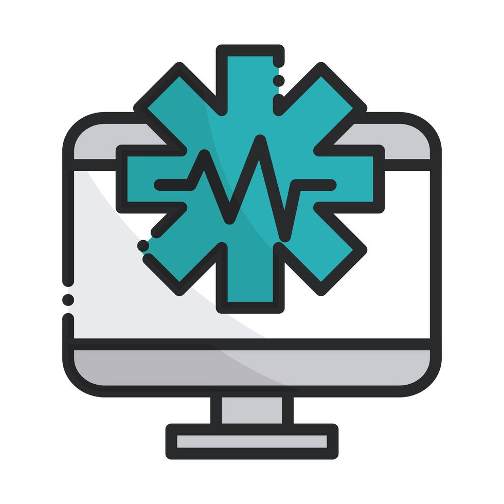 computer digital health care equipment medical line and fill icon vector
