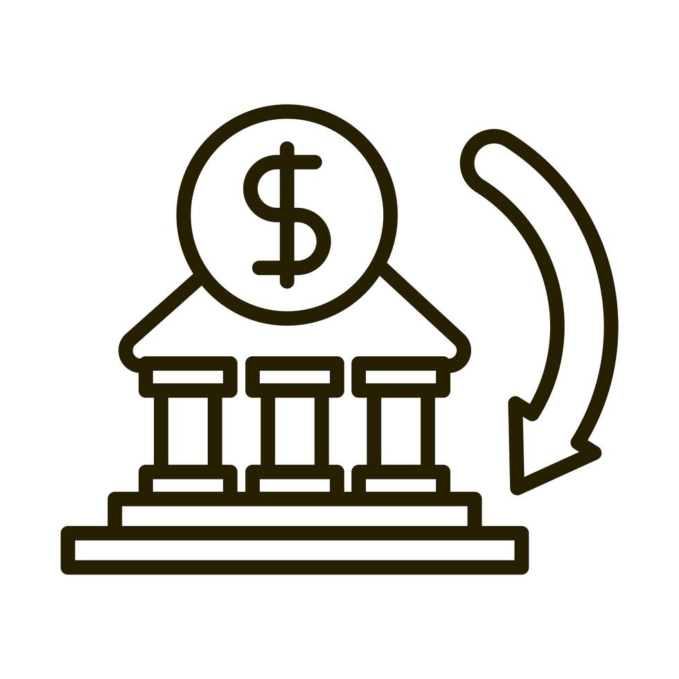 money bank transaction business financial investing line style icon vector