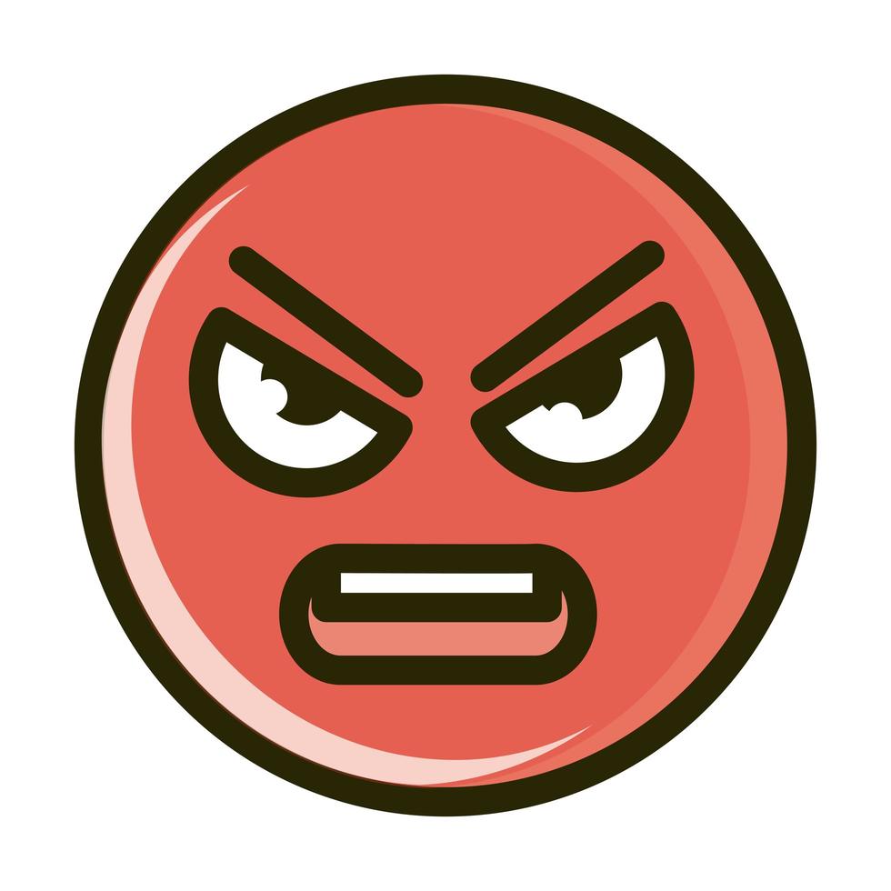 rage funny smiley emoticon face expression line and fill icon vector