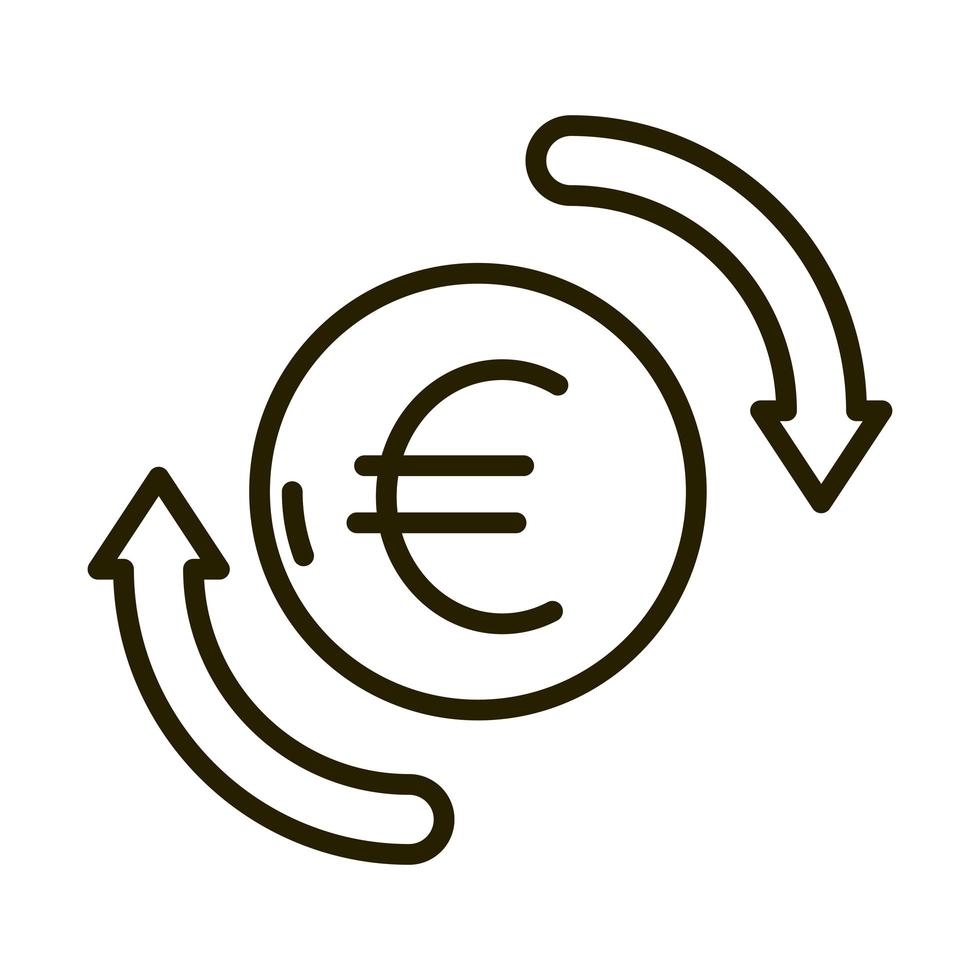 icono de estilo de línea de inversión financiera de negocios de intercambio de dinero euro vector