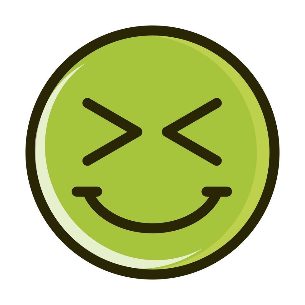 funny smiley emoticon face expression mascot line and fill icon vector