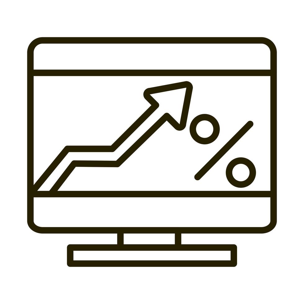 computer digital growth arrow business financial investing line style icon vector