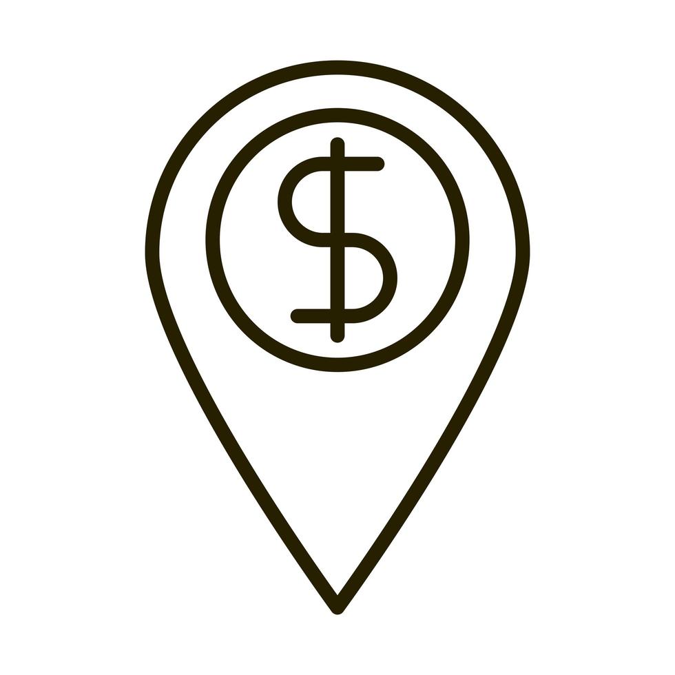 location pin money business financial investing line style icon vector