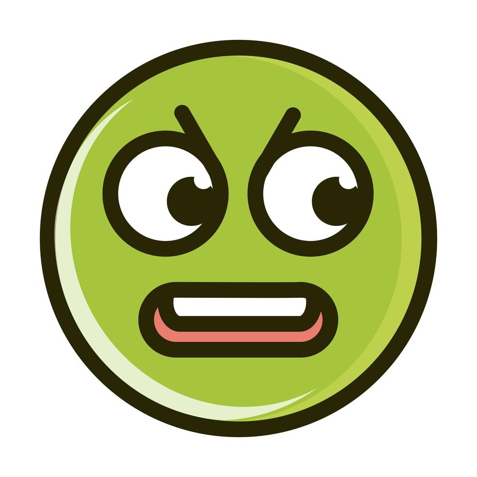 angry funny smiley emoticon face expression line and fill icon vector